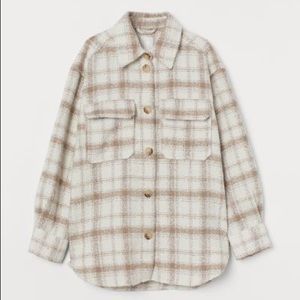 H&M Cream and Brown Plaid Jacket
